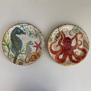 Pier 1 Sea Life Seahorse Octopus Melamine Plates